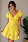 Tiered Ruffle V-Neck Eyelet Playsuit Mini Dress
