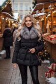 Black Faux Fur Collar Puffer Coat