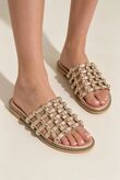 Rose Gold Studded Caged Flat Slider Sandals