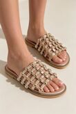 Rose Gold Studded Caged Flat Slider Sandals