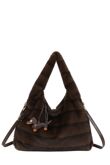 Fluffy Large Hobo Bag With Dog Charm