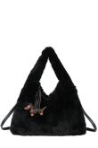 Fluffy Large Hobo Bag With Dog Charm