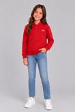 Red Kids Casual Fleece Printed Pullover Hoodie