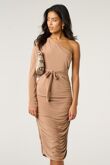 Stone Ruched One Sleeve Bodycon Dress-Copy