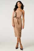 Stone Ruched One Sleeve Bodycon Dress-Copy