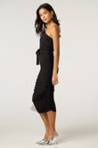 Black Ruched One Sleeve Bodycon Dress