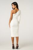 White Ruched One Sleeve Bodycon Dress