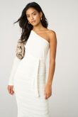 White Ruched One Sleeve Bodycon Dress