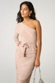 Stone Ruched One Sleeve Bodycon Dress