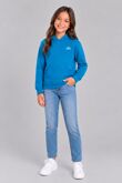 Blue Kids Casual Fleece Printed Pullover Hoodie