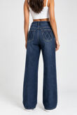 Dark Blue High Waist Diamante Straight Leg Jeans
