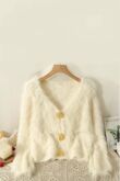 Gold Button Fuzzy Knit Cardigan