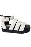 White Gladiator Style Flat Sandals