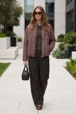 Gingham Check Puffed Windbreaker Jacket