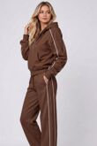 Hooded Elastic Cropped Zip-Up & Side-Stripe Jogger Tracksuit Set