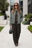 Gingham Check Puffed Windbreaker Jacket