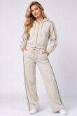 Hooded Elastic Cropped Zip-Up & Side-Stripe Jogger Tracksuit Set