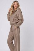 Hooded Elastic Cropped Zip-Up & Side-Stripe Jogger Tracksuit Set
