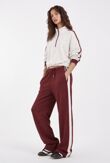 Wine Contrast Zip-Up Top & Wide-Leg Side-Stripe Trouser Co-Ord Set