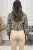 Leopard Print Sequin Puffer Jacket