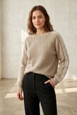 Ribbed Collar Stripe Sleeve Knit Jumper