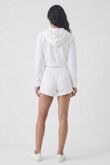 White Contrast Piping Printed Zip Up Hoodie With Short Set
