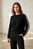 Ribbed Collar Stripe Sleeve Knit Jumper