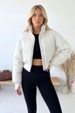 Cream Cold Front Puffer Jacket