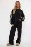 Elasticated Waist Retro Side Stripe Wide Leg Coord Set