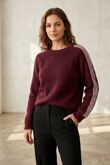 Ribbed Collar Stripe Sleeve Knit Jumper