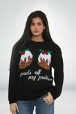 Black Funny Festive Hands Off My Puds Christmas Jumper
