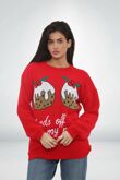 Red Funny Festive Hands Off My Puds Christmas Jumper