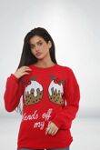 Red Funny Festive Hands Off My Puds Christmas Jumper