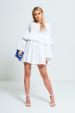 White Pleated Ruffle Mini Dress