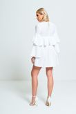 White Pleated Ruffle Mini Dress