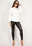 White Puff Sleeve Denim Jacket 