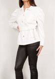 White Puff Sleeve Denim Jacket 