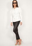 White Puff Sleeve Denim Jacket 