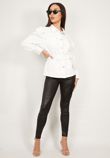 White Puff Sleeve Denim Jacket 