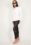 White Puff Sleeve Denim Jacket 