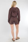 Brown Corset Fit Hooded Short Set