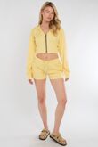 Yellow Corset Fit Hooded Short Set
