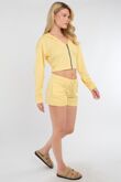 Yellow Corset Fit Hooded Short Set