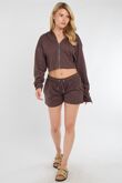 Brown Corset Fit Hooded Short Set