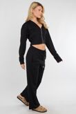 Black Corset Fit Hoodie With Straight Leg Trouser