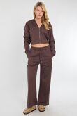 Brown Corset Fit Hoodie With Straight Leg Trouser