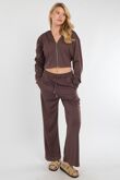 Brown Corset Fit Hoodie With Straight Leg Trouser
