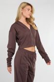 Brown Corset Fit Hoodie With Straight Leg Trouser