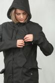 Black Waterproof Hooded Raincoat Jacket