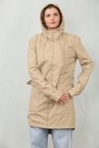 Beige Waterproof Hooded Raincoat Jacket